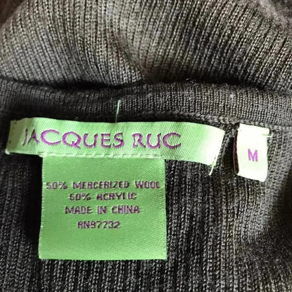 Jacques Ruc Mercerized Wool Blend Long Sleeves Soft Cozy Pullover Sweater Size M - Picture 4 of 5